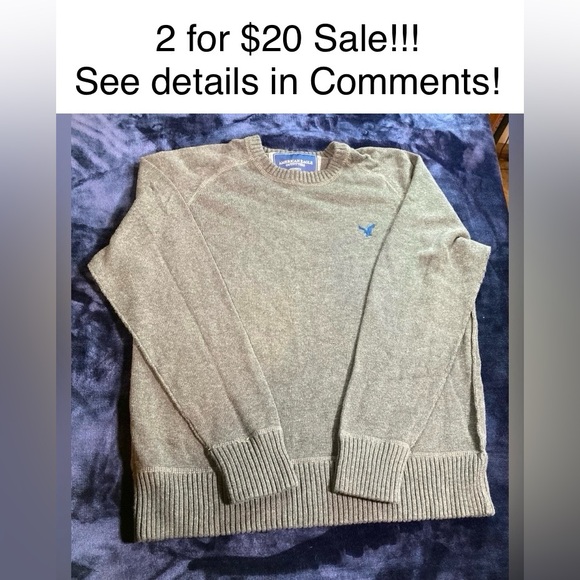 Vintage American Eagle Outfitters Cotton Gray Sweater men’s size Large - Picture 1 of 6